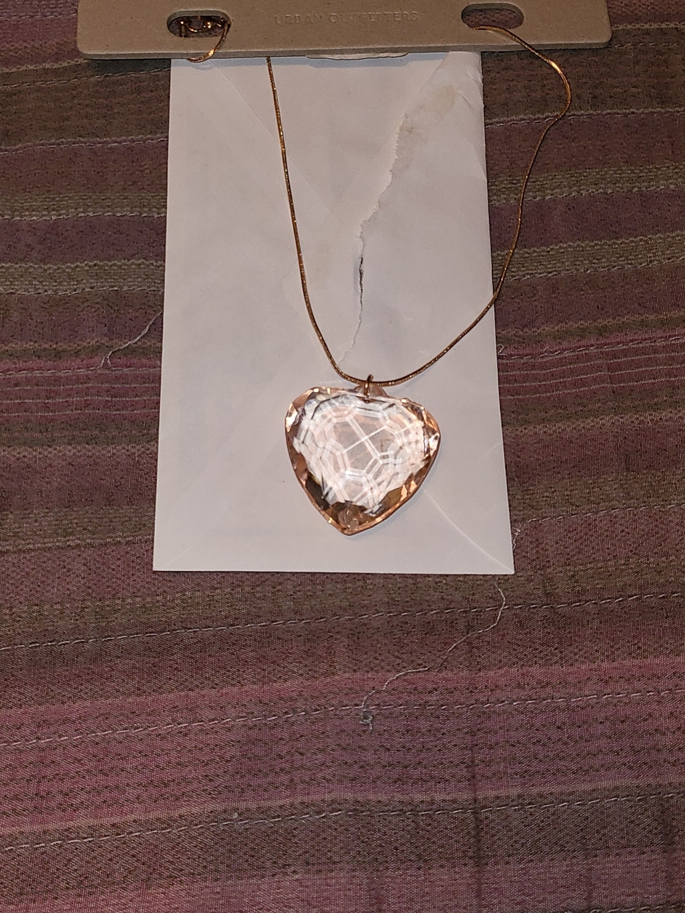 Urban Outfitters Rose Gold Heart Crystal Pendant Necklace